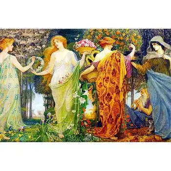 T0# Полная вышивка Эко-хлопковая нить 14CT Напечатанная Девочка Набор для вышивки крестом Искусство 65x