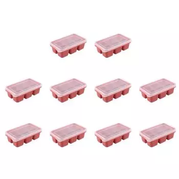 T0# Silicone Square Ice Mold with Lid DIY Ice Tray Mould Accessory (Pink)