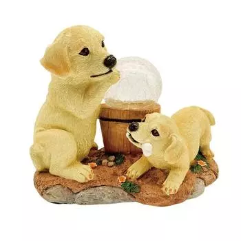 T0 # солнечная статуя собаки, лампа из смолы, мультяшные собаки, украшения, уличный декор для двора Two dogs