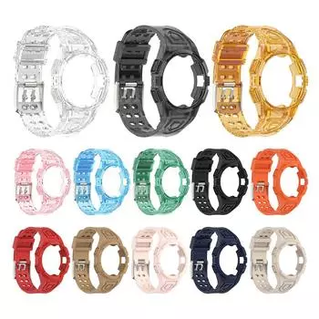 T0# TPU прозрачный ремешок-браслет с защитой от пота, удобный для Galaxy Watch FE/6/5/4 40 Transparent orange