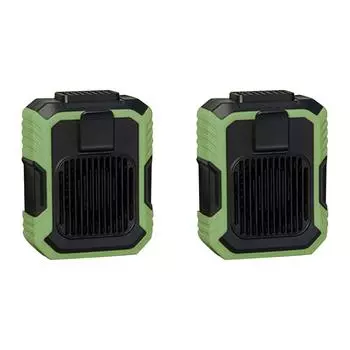T0# Waist Clip Fan Power Bank Flashlight Body Fan Hanging Neck Fan (Green)