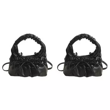 T0 # Женская большая сумка с регулируемым ремешком из искусственной кожи с бантом (черный)