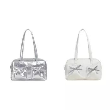 T0 # Женская сумка через плечо Модная сумка из искусственной кожи для путешествий в отпуск (Серебряный)