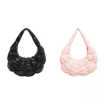 T0 # Женская сумка-тоут Cloud Tote из искусственной кожи плиссированная сумка для подмышек для путешествий на открытом воздухе (черный)