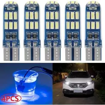 T10 4014 Автомобильный светодиодный габаритный фонарь 12 В, водонепроницаемый, жаропрочный, небольшой, W5W, фары 6000 К, лампа для чтения, силиконовая подсветка номерного знака 1pcs