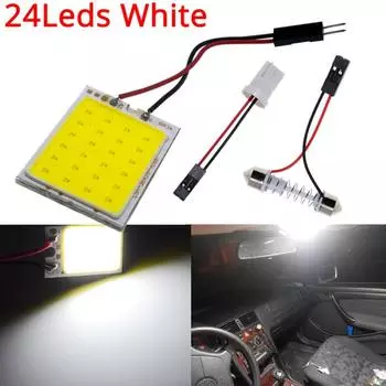 T10 Cob 24 SMD 36 SMD 48SMD Автомобильные светодиодные панели автомобиля Лампы для салона автомобиля Лампа для чтения Купольный гирлянда 24Led зелёный
