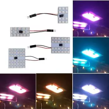 T10 RGB 12Led 15Led 24Led 36Led Автомобильный светодиодный пульт дистанционного управления RGB Автомобильный светодиодный светильник Панель для салона автомобиля Светильники для чтения Купол гирлянда BA9S Адаптер DC 12 В Свет 2PCS RGB 12Led