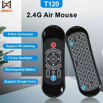 T120 2.4G Air Mouse пульт дистанционного управления английская мини беспроводная клавиатура 7 цветов подсветка гироскоп для Android TV BOX чёрный
