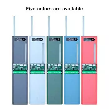 T12 18650 DIY Power Bank Base с кабелем Type C Micro USB, фонариком, чехлом для быстрого зарядного устройства 18650, держателем для аккумулятора, зарядным устройством Normal version чёрный