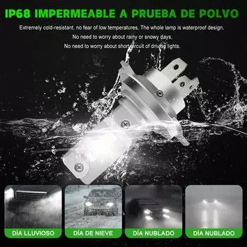 T13 Мотоциклетные H4 Лампочки Светодиодные Фары 12 В 3000 Лм 300% Супер Ярче H4 Лампочки Замена 1:Водонепроницаемые аксессуары 1 размера