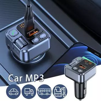 T16 Автомобильный Bluetooth-плеер 5.1 FM-передатчик Fast USB Type C Автомобильное зарядное устройство с креплением на прикуриватель Комплект MP3-плеера для салона автомобиля
