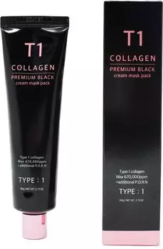 T1 Collagen Pack Premium Black 60 г Collagen Glossy Skin Apply and Peel Off Pack Collagen Face Mask Korean Cosmetics