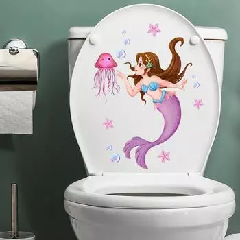 T256 # Русалка Принцесса Медуза Наклейка на стену Ванная Комната Туалет Декор Гостиная Шкаф Украшения Дома Наклейки Украсить 20x30cm-PET