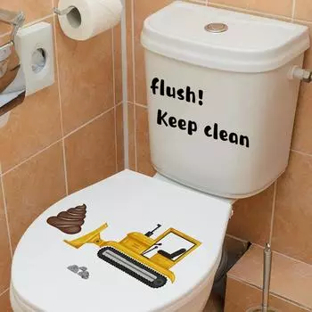 T258# Смыв! Держите в чистоте наклейка для ванной комнаты, крышка для унитаза, наклейка на стену, аксессуары для туалета, забавное украшение для дома, ванной комнаты 25x30cm-PET