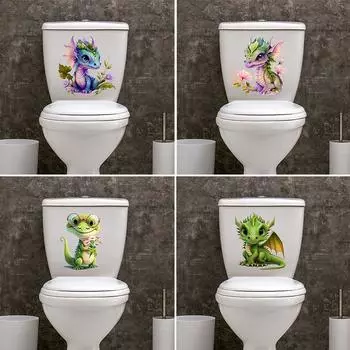 T296 # мультфильм акварель дракон животные стикер для унитаза ванная комната стикер для унитаза наклейки на стену аксессуары для туалета развлечение для дома украшение для ванной комнаты 30cm-A-PET