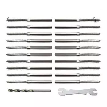 T316 Нержавеющая сталь 3/16 Фурнитура для кабельных перил, для деревянных стоек Лестничная палуба Стойка DIY Балясина, винты с обжимной задержкой слева и справа 8PCS