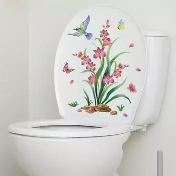 T32 # Растения Цветы Птицы Стикер Стены Ванная Комната Туалет Декор Гостиная Шкаф Украшения Дома Наклейки Фреска 20x30cm-PET