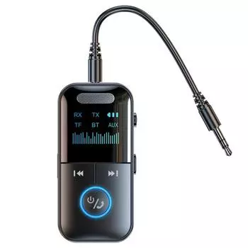 T69 беспроводной аудиопередатчик-приемник с интеллектуальным цифровым дисплеем, зарядка через USB-C, беспроводное аудио чёрный