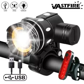 T6 LED Bicycle Front Light Taillight USB Rechargeable Lantern for Zoom Bike Headlight Cycling Flashlight MTB Bike Accessories