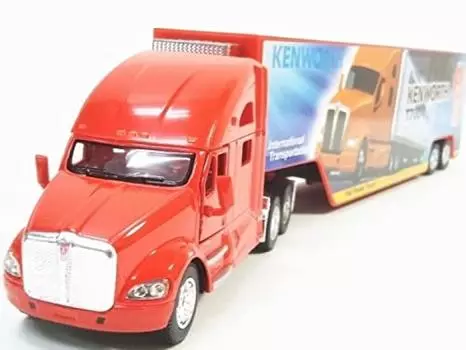 T700 Контейнеровоз с прицепом литой тягач Mini Kinsmart/Kensmart Kenworth/Kenworth 1/68 Car/Красный