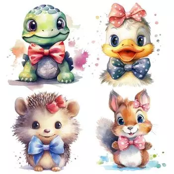T757 # акварельные животные Наклейка на стену Детская комната Фон Домашнее украшение Фреска Обои для гостиной Забавная наклейка A-29x30cm-PET