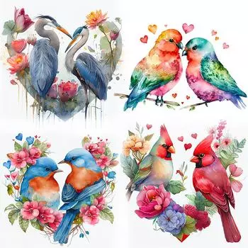 T786 #Сердца Птицы Наклейка на стену Детская комната Фон Домашнее украшение Фреска Гостиная Обои Забавная наклейка A-28.8x30cm-PET