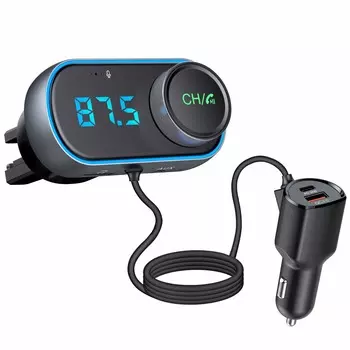 T78 Air Outlet Car Bluetooth V5.0 FM-передатчик 30 Вт PD + QC3.0 Быстрое зарядное устройство Hi-Fi музыкальный проигрыватель Hands-free звонки U Disk AUX Bass чёрный