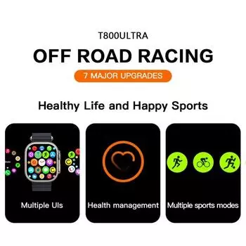 T800 Ultra Smartwatch 2 Full Touch HD Screen Магнитная зарядка Bluetooth Вызов Артериальное давление Кислород Мужчины Женщины Водонепроницаемые спортивные часы жёлтый