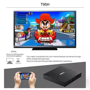 T95H Android 10.0 Smart TV Box Allwinner H616 Quad-core 64 Bit 1+8GB 6K Media Player LCD Display EU Plug-16G