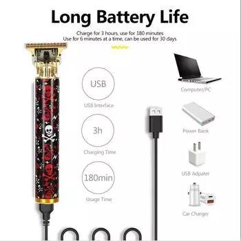 T9 электрические парикмахерские ножницы USB зарядка шаблон ослепительная мода водонепроницаемый беспроводной профессиональный парикмахерская бритва Push для мужчин