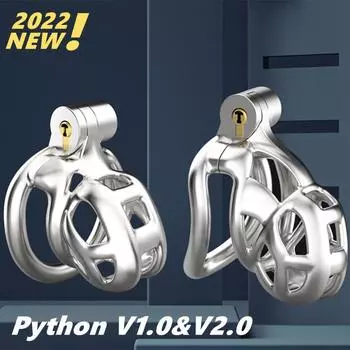 T 316 Нержавеющая сталь Python V1.0 и усилитель;V2.0 Дизайн Мужской Целомудрие Устройство Кобра Мамба Клетка для пениса Кольцо для пениса Взрослые Секс-игрушки 50mm Ring