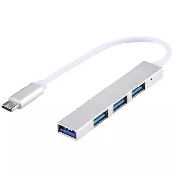 T-818 4 x USB 3.0 на USB-C / Type-C HUB адаптер серебряный