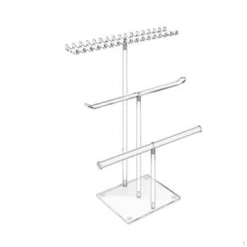T Bar Jewelry Stand 3 Tier Display Rack Multifunction Holder Organizer for