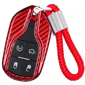 [T-carbon] Чехол для ключа Maserati, Крышка для ключа, Крышка для ключа с брелоком, Подходит для 2013