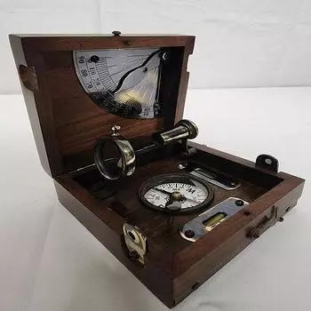 T. Cooke & Sons Brass Marine Master Box Компас, уровень, телескоп, клинометр