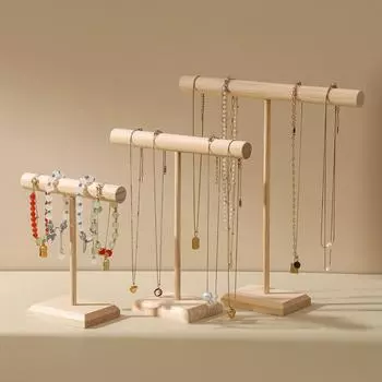 Т-образная деревянная подставка для ювелирных изделий, держатель для ожерелий и колец, настольные стеллажи для хранения, подвесной держатель, домашний органайзер для ювелирных изделий S1