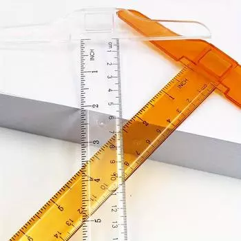 Т-образная двухсторонняя линейка для черчения, чертежный инструмент, пластик, школьные канцелярские принадлежности, канцелярские принадлежности, 30 см (Дюйм, см) Orange CM