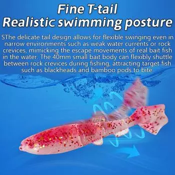 Т-образная приманка Duckfoot Micro Stuff для рыбалки с корнями, бионическая мягкая приманка 1 г, 40 мм/1,8 г, 50 мм, приманка для дорожного бегуна, мягкая червь, рыба-мандаринка