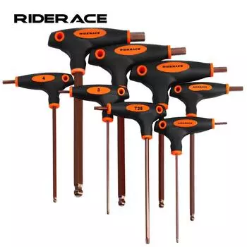 Т-образная шестигранная отвертка T25/2.5/3/4/5/6/8/10 мм хром-ванадиевая сталь плоский/шарик внутренний шестигранный ключ инструмент для ремонта велосипеда