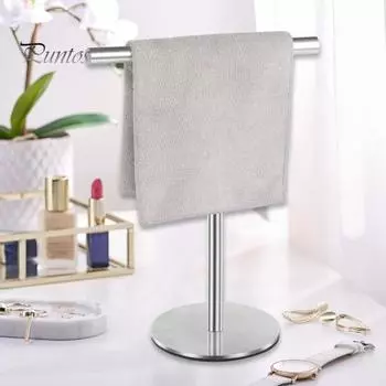 Т-образная вешалка для полотенец, органайзер для хранения, устойчивая к ржавчине, простая в установке, держатель для полотенец для рук с тяжелым основанием Round серебряный