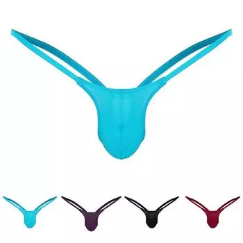 Т-образный вырез Нижнее белье Трусы Танга Выпуклый карман Трусики Низкая талия Твердые Большие размеры L