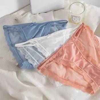 Т-образный вырез Сексуальные стринги Женские бесшовные трусики Нижнее белье Тонкие кружевные трусы Узкие дышащие женские трусики с низкой посадкой M
