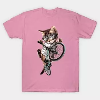 T Рубашка женщин BMX Cat Harajuku Печать Кавайи Футболка Летний короткий рукав женский футболка Top Tee S