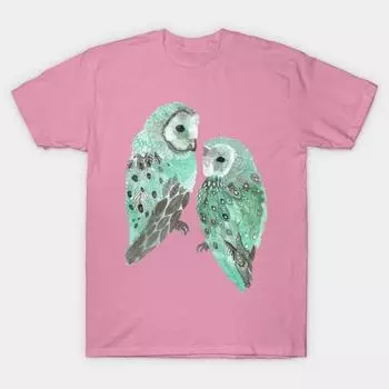 T Рубашка женщин Две совы Harajuku Печать Кавайи Футболка Летний короткий рукав женский футболка Top Tee S