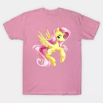 T Рубашка женщин Флаттершай Harajuku Печать Кавайи Футболка Летний короткий рукав женский футболка Top Tee S