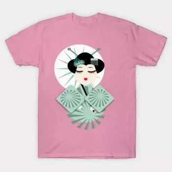 T Рубашка женщин Гейша Harajuku Печать Кавайи футболка Летний короткий рукав женский футболка Top Tee S