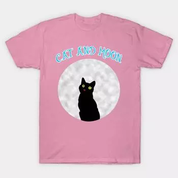 T Рубашка женщин Кошка и Луна Harajuku Печать Кавайи футболка Летний короткий рукав женский футболка Top Tee S розовый