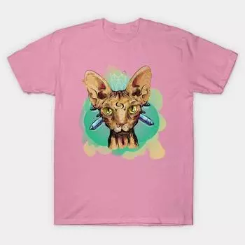 T Рубашка женщин Кристалл Cat Harajuku Печать Кавайи футболка Летний короткий рукав женский футболка Top Tee S