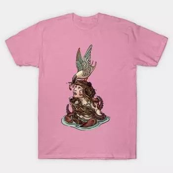 T Рубашка женщин Русалка Harajuku Печать Кавайи футболка Летний короткий рукав женский футболка Top Tee S розовый