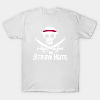 T Рубашка женщин Соломенная шляпа Пираты Harajuku Печать Кавайи Футболка Летний короткий рукав женский футболка Top Tee S